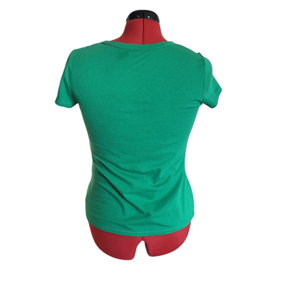 Nobo emerald green plain short sleeve tee, size large, 11-13 - Picture 2 of 5